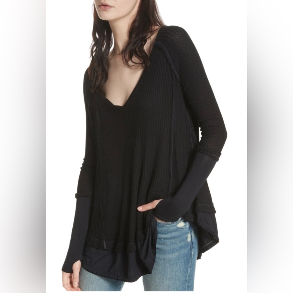 Free People We the Free Laguna waffle thermal long sleeve top size S